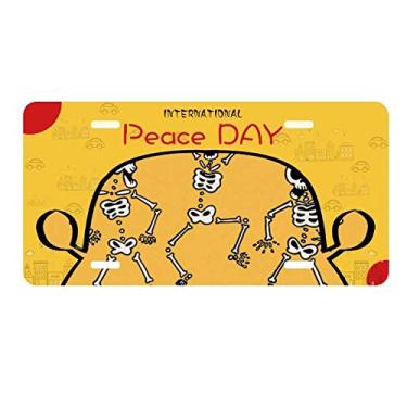 Imagem de DIYthinker Adorável placa de licença de esqueleto de Halloween para decoração de carro Dia da Paz