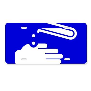 Imagem de DIYthinker Etiqueta de aço inoxidável para decoração de placa de aviso quadrada azul de corrosão