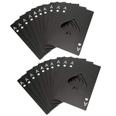 Imagem de Abridor de garrafa de cartão, Yoption 20 peças de aço inoxidável tamanho cartão de crédito abridor de tampa de lata para bolso carteira casamento festa padrinhos presentes de aniversário