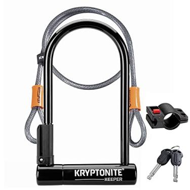 Imagem de Kryptonite Keeper Standard 12 mm Cadeado U-Lock para bicicleta com suporte FlexFrame-U e cabo de segurança KryptoFlex 410 10 mm, preto