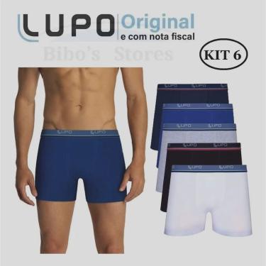 Imagem de Kit 6 Cueca Boxer Lupo Algodão Box Underwear Preta Cinza