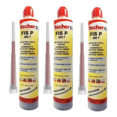 Imagem de 03 Chumbador Bucha Quimica Fischer Fis P 300 T -300Ml/490 Gr