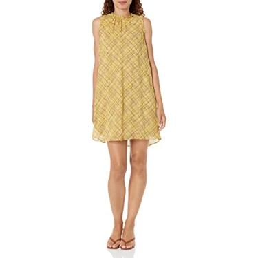 Imagem de Tommy Hilfiger Chiffon trapézio feminino sem mangas na altura do joelho, Mango Multi, 44