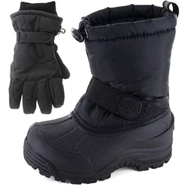 Imagem de Northside Frosty Kids – Conjunto de botas e luvas de inverno para meninos e meninas, Preto, 8 Big Kid