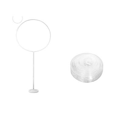 Imagem de Genérico Suporte para Balão Redondo de Chão com Arco 68cm Plástico Bexigas Regulável para Decoração de Festas