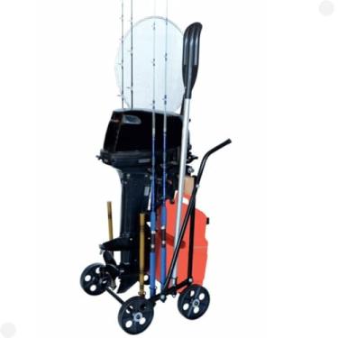 Imagem de CARRINHO PARA MOTOR DE POPA PRETO 4 RODAS COM PORTA REMO E VARAS