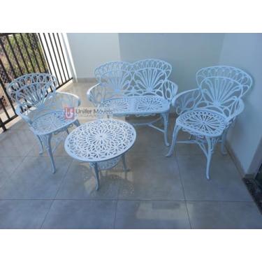 Imagem de Conjunto de Mesa para Jardim Primavera com Namoradeira e Mesa Baixa em Alumínio Fundido Unifer Móveis