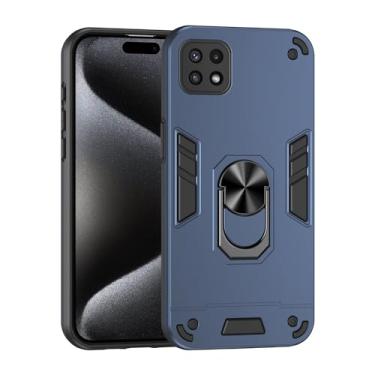 Imagem de Estojo Fino Compatible with Samsung Galaxy A22 5G Phone Case with Kickstand & Shockproof Military Grade Drop Proof Protection Rugged Protective Cover PC Matte Textured Sturdy Bumper Cases (Size : Blu