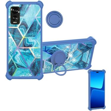 Imagem de Aroepurt Capa para DIALN X65 Capa compatível com DIALN X65 Capa de telefone [com protetor de tela de vidro temperado][PC rígido + silicone macio][suporte de anel] [luz refletida colorida] IMDL-LS