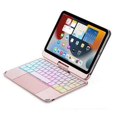Imagem de QYiiD Capa com teclado giratório Magic 360 para iPad Mini 6 2021 – Smart Trackpad – 7 cores de luz de fundo – Rotativa de 360° – Capa sem fio Smart Folio Auto hibernar/despertar para iPad Mini 6ª