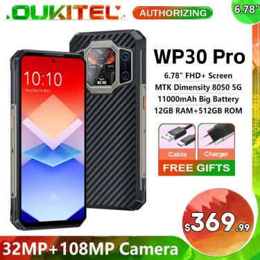 Telefono Oukitel WP30 Pro 5G, Android 13, 12GB + 512GB, 11000 MAh, 6,78,  FHD +, 108MP - 1RUGGED