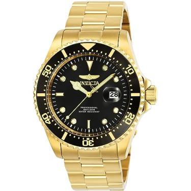 Imagem de Invicta Relógio masculino Pro Diver com mostrador preto 25717, Dourado, One Size, Relógio de quartzo, mergulhador