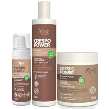 Imagem de Kit Crespo Power Finalizadores Mousse Gelatina e Creme de Pentear Apse Cosmétics - 3 ITENS