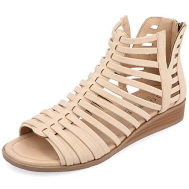 Imagem de Journee Collection Womens Delilah Tru Comfort Foam Wide Width Gladiator Sliver Wedge Sandals Nude 8.5 Wide Womens US