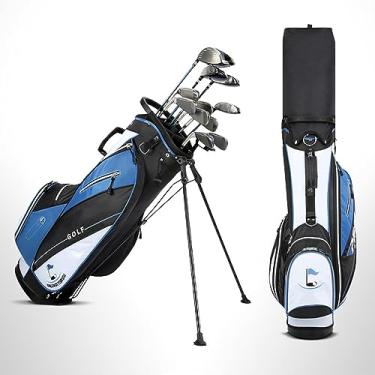 Imagem de LuusMm Bolsa leve para suporte de golfe, camiseta de golfe masculina e feminina, bolsa de pé, 14 compartimentos para putter / bolsos de armazenamento/alças duplas de ombro, C
