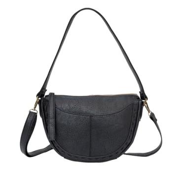 Imagem de T-Shirt & Jeans Bolsa transversal Pria com alça removível, vários bolsos, fecho de zíper superior, Preto, Small