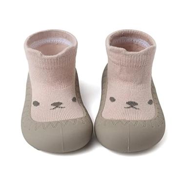 Imagem de Sapatilhas de bebê infantil com sola de borracha macia antiderrapante para uso interno para meninos e meninas, Coelho rosa, 12-18 Meses
