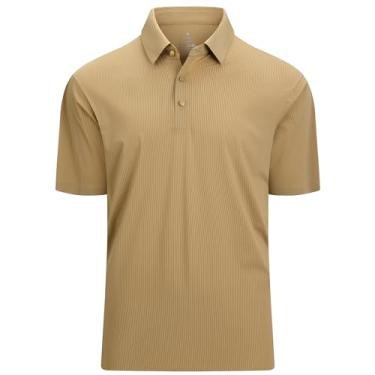 Imagem de Esabel.C Camisa polo masculina de golfe de manga curta sem costura com absorção de umidade, Marrom de alta qualidade, GG