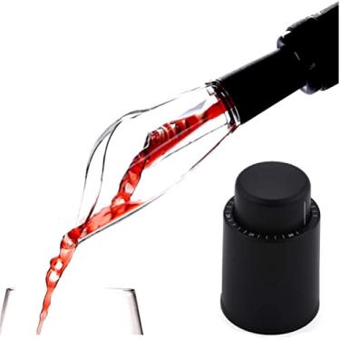 Imagem de Pacote de aerador e rolha de vinho - Bico decantador para vinho tinto e branco, conjunto de presente de vinho, despejador de aerador melhora o sabor e selador a vácuo economiza garrafa para amantes de