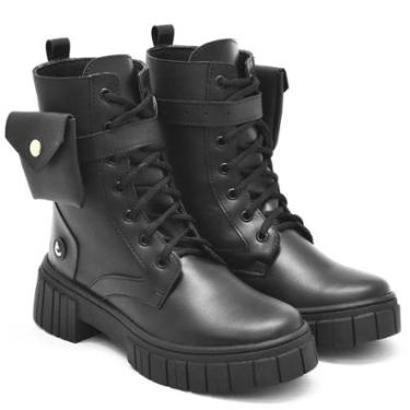 Imagem de Coturno Feminino Bota Cano Alto Uma Bag Bolsinha Removivel-Feminino