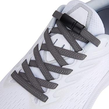 Imagem de VEILLEONG Cadarços elásticos sem amarração para tênis, com trava magnética para sapatos, tamanho único para crianças e adultos, 1 par cinza escuro, X-Large