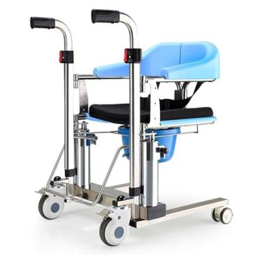 Imagem de WC Cadeira de rodas de transferência com elevador hidráulico duplo, cadeira de rodas com assento dividido em 180 ° para deficientes, adultos, idosos, máquina de elevação de pacientes cadeiras