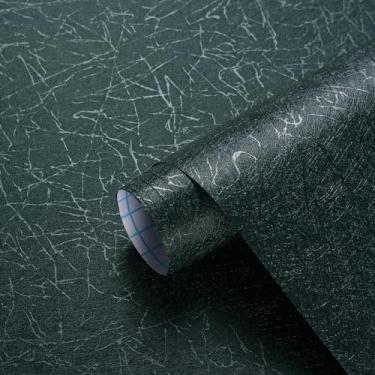 Imagem de Safiyya Papel de parede de 998.2 cm x 43.9 cm Peel and Stick papel de parede de seda verde escuro texturizado papel de contato verde removível papel de parede removível descascar e colar papel de