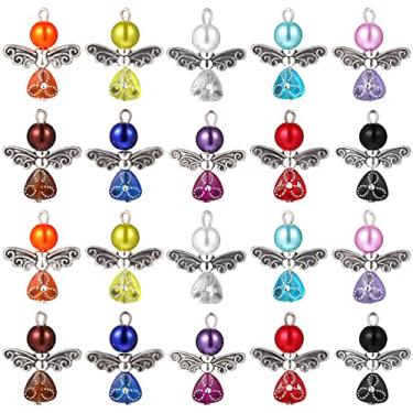 Imagem de PretyzOOM 20 peças pingente de asa de anjo colorido com contas de pérolas para fazer bijuterias e acessórios de artesanato para colar e pulseira (misturado)