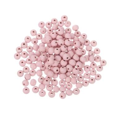 Imagem de METALLIXITY Contas de madeira coloridas (6 mm/0,24") 200 peças, espaçador de esferas redondas de madeira - para decoração de festa em casa, rosa