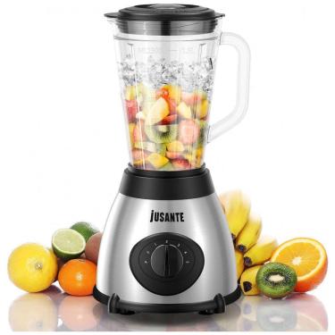 Imagem de Liquidificador de Bancada 1.4L com 5 Velocidades e Jarra de Vidro, 1000W 110V, JUSANTE, Prata