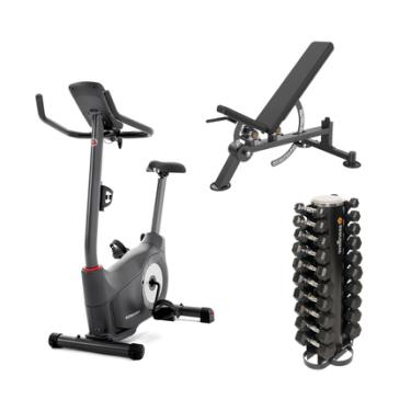 Imagem de Combo Home Gym - Bike Ergométrica Schwinn 130, Kit 10 Halteres Emborrachados e Banco Ajustável - GY0151K GY0151K