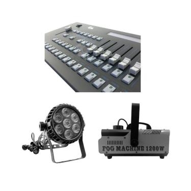 Imagem de Kit 02 Par Led 6In + Mesa Controladora + Maquina De Fumaça