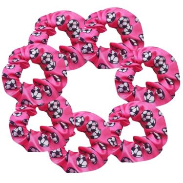 Imagem de 7 peças de cabelo de futebol brilhante Scrunchies Uniformes de futebol Scrunchie desempenho escolar/esportes/prática/festa/ginástica Scrunchie suporte de rabo de cavalo para meninas cosplay show