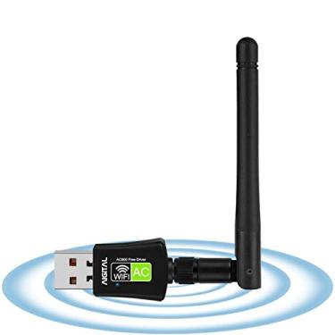 Imagem de Adaptador USB WiFi de 600 Mbps, adaptadores de rede sem fio sem driver para desktop/notebook, dongle WiFi de banda dupla de 2,4 GHz/5 GHz com antena 3dBi, compatível com Windows 11/10/8/XP/Vista