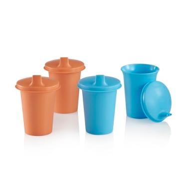 Imagem de Tupperware Conjunto de copos de sino e selagem de bico, 4 unidades, pode ser lavado na lava-louças e livre de BPA (4 copos, 4 tampas, 207 ml cada)