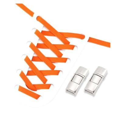Imagem de No Tie Shoe Laces Men And Women Sneakers Metal Lock Lazy People Shoelace Elastic Shoelaces Shoe Accessories(Orange)