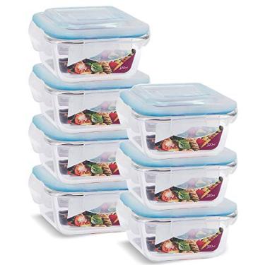 Imagem de KIT 7 Potes de Vidro Quadrado com Tampa Hermética 320ml Cor:Vermelho (LP)