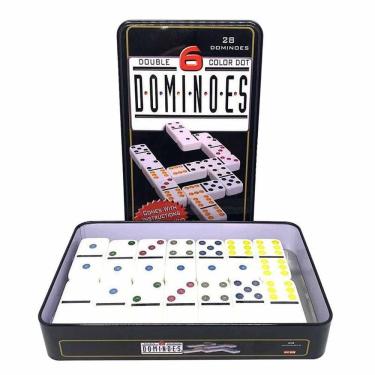 Imagem de Jogo Dominó Profissional Double Six Estojo Lata 28 Peças