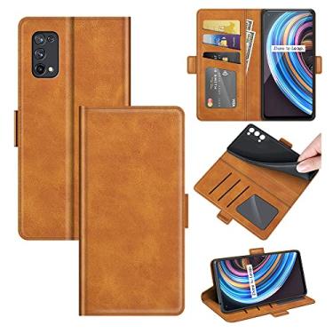 Imagem de Capa para Realme X7 Pro Ultra, carteira de couro PU premium estilo livro livro capa flip dobrável suporte capa com compartimentos para cartão para Realme X7 Pro Ultra capa de telefone (amarela)
