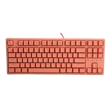Imagem de Teclado de Computador STK130, Teclado de Computador Com 87 Teclas, ângulo Ajustável para Jogos No Escritório (Eixo rosa-vermelho)