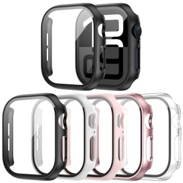 Imagem de Haojavo Pacote com 5 para Apple Watch Series 11/10 46 mm, capa rígida de policarbonato com filme de vidro temperado, ultrafina, fina, resistente a arranhões, amortecedor protetor para iWatch S11 S10