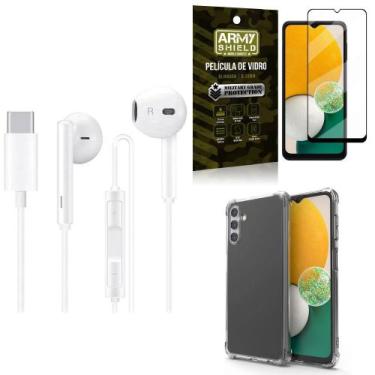 Imagem de Kit Capinha Samsung A13 5G + Fone de Ouvido Tipo C + Película Vidro 3D
