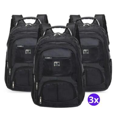 Imagem de Kit 3 Mochilas Bolsa Reforçada Notebook Unissex Trabalho Faculdade Cor