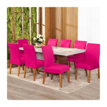 Imagem de Kit Capa Para Cadeiras 8 Unidades Malha Gel - Shop CasaNobre, PINK