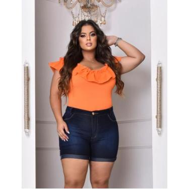 Imagem de Short e Bermuda Jeans  Plus size Feminina Lycra Elastano Empina Bumbum