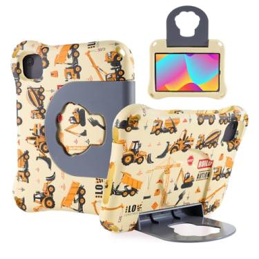Imagem de TCL Tab 8 LE Capa para tablet infantil, FW TCL Tab 8 LE 9137W 2023 Capa para crianças escavadeira EVA à prova de crianças com alça de suporte, à prova de choque, capa durável para meninos e meninas