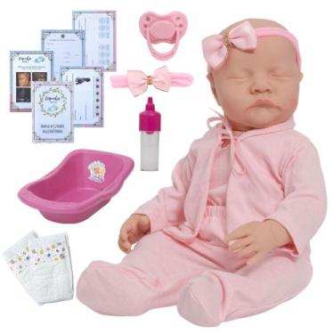 Imagem de Bebê Reborn Recém Nascida Pode Dar Banho Brinquedo Infantil - Cegonha 
