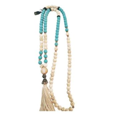 Imagem de Japamala 108 Contas Howlita Turquesa E Creme - Encanto Das Contas