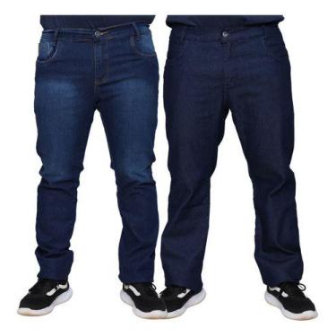 Imagem de Kit 2 Calças Jeans Lycra Masculina Plus Size Slim 100% Algodão Premium