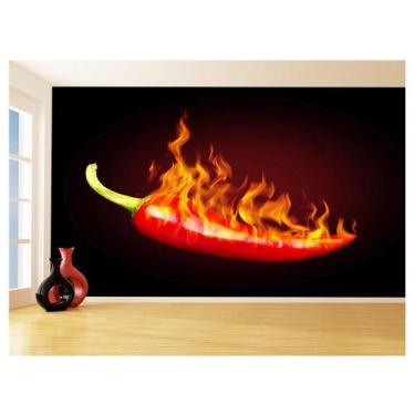 Imagem de Papel De Parede Alimentos Pimenta Pegando Fogo 3,5M Al324 - Você Decor